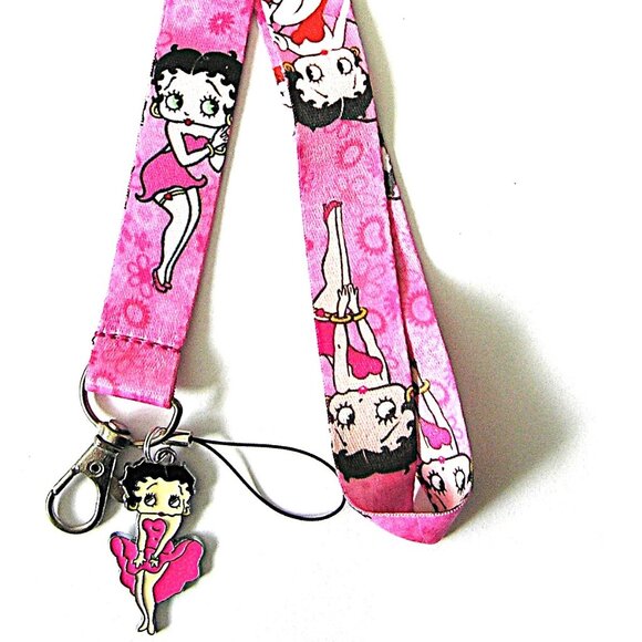 Betty Boop Lanyard, Pink With Classic Betty Boop Charm NEW - Picture 2 of 4